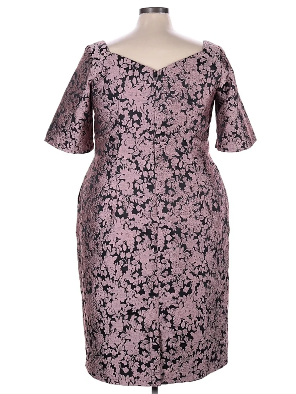 ESHAKTI Floral Brocade Empire Waist Sheath Dress Mauve & Black 3X 24W EUC - Picture 2 of 8